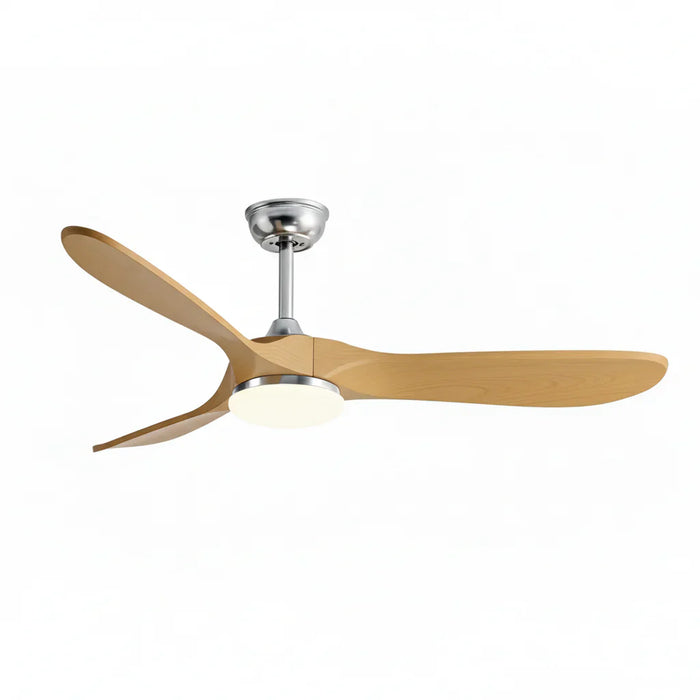 Zéphyr | Ventilador vintage plata y madera natural, LED