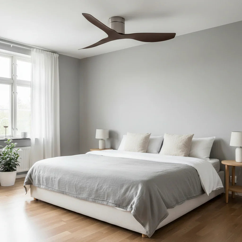 Verso | Ventilador ultra plano plata y madera oscura