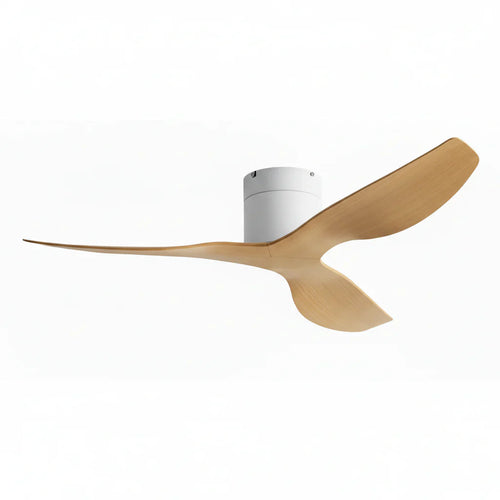 Aspen | Ventilador ultra plano blanco y madera clara