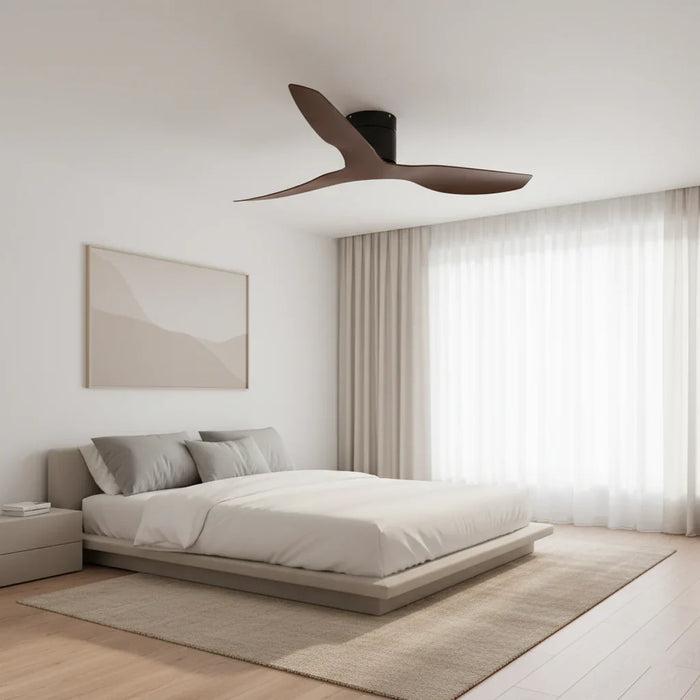 Atlas | Ventilador ultra plano negro y madera oscura