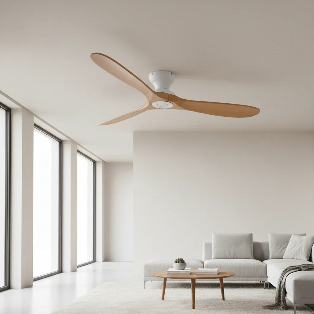Bjorn | Ventilador de madera maciza natural y blanco