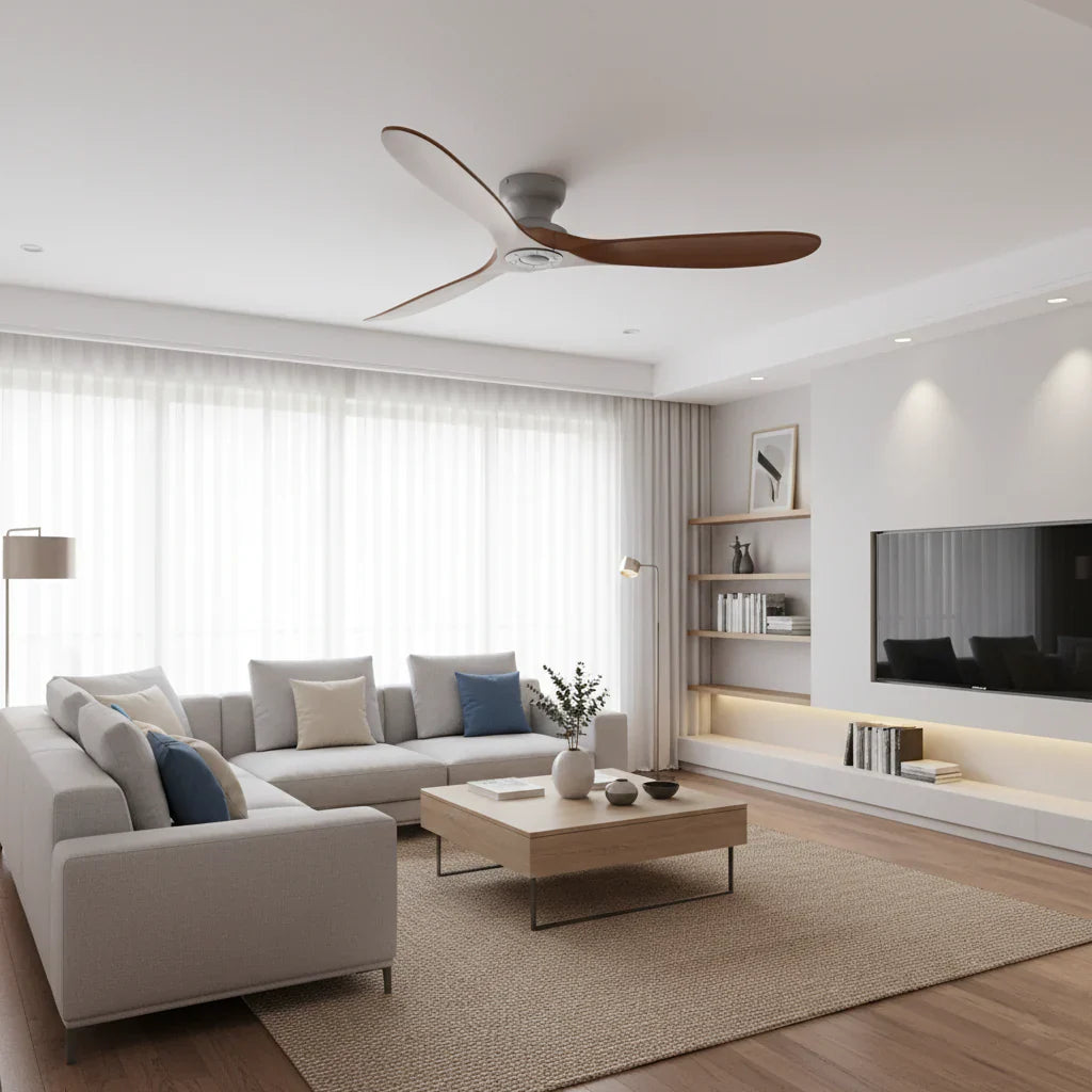 Skadi | Ventilador de madera maciza oscura y gris
