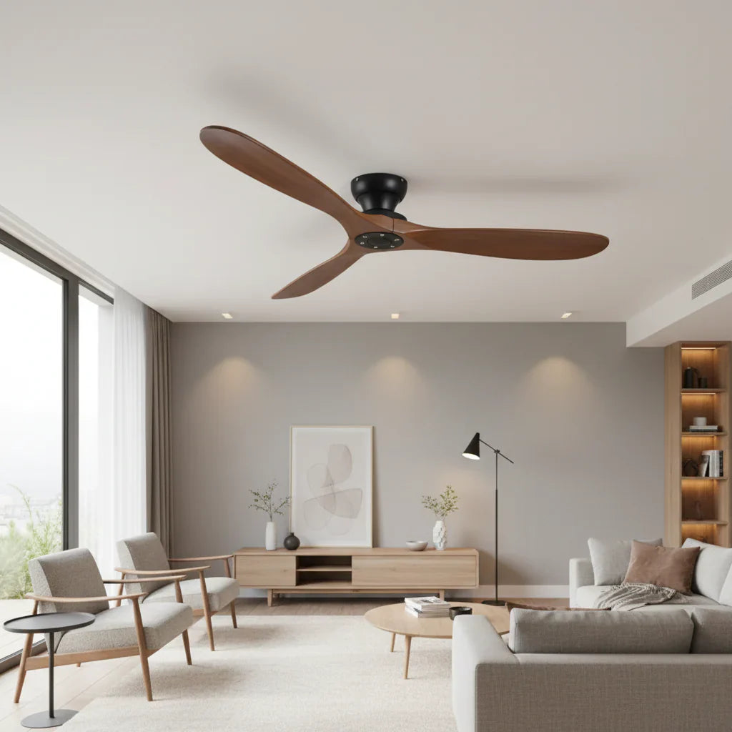 Vidar | Ventilador de madera maciza oscura y negro