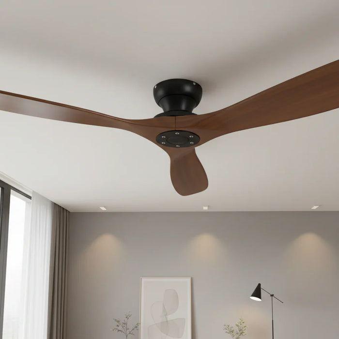 Vidar | Ventilador de madera maciza oscura y negro