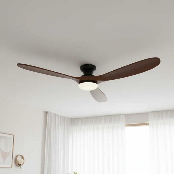 Nordkapp | Ventilador con iluminación LED madera oscura y negro