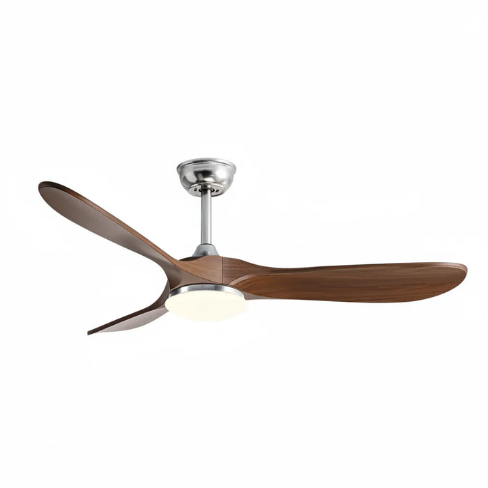 Khamsin | Ventilador vintage plata y madera oscura, LED