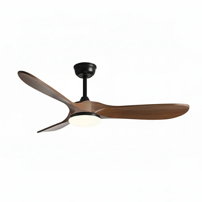 Mistral | Ventilador vintage negro y madera oscura, LED