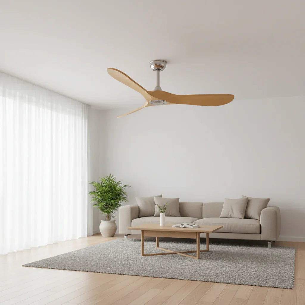 Tramontane | Ventilador vintage plata y madera clara